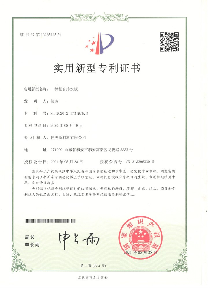 專利復(fù)合排水板